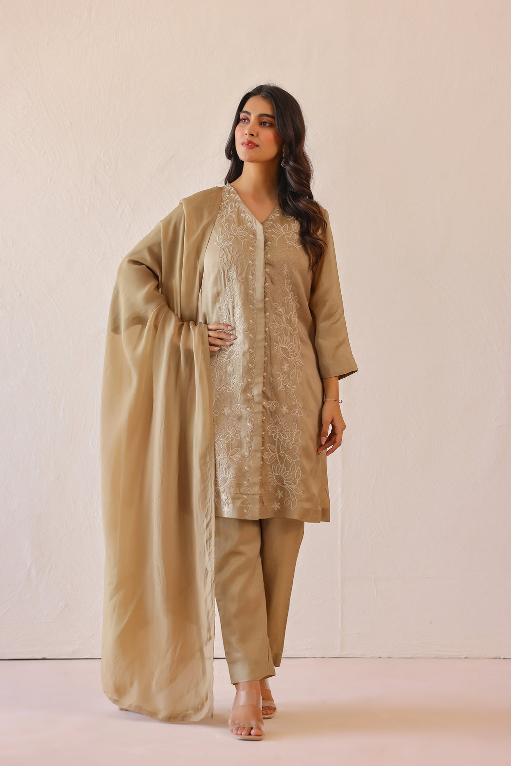 Silk Female Green Suit Set