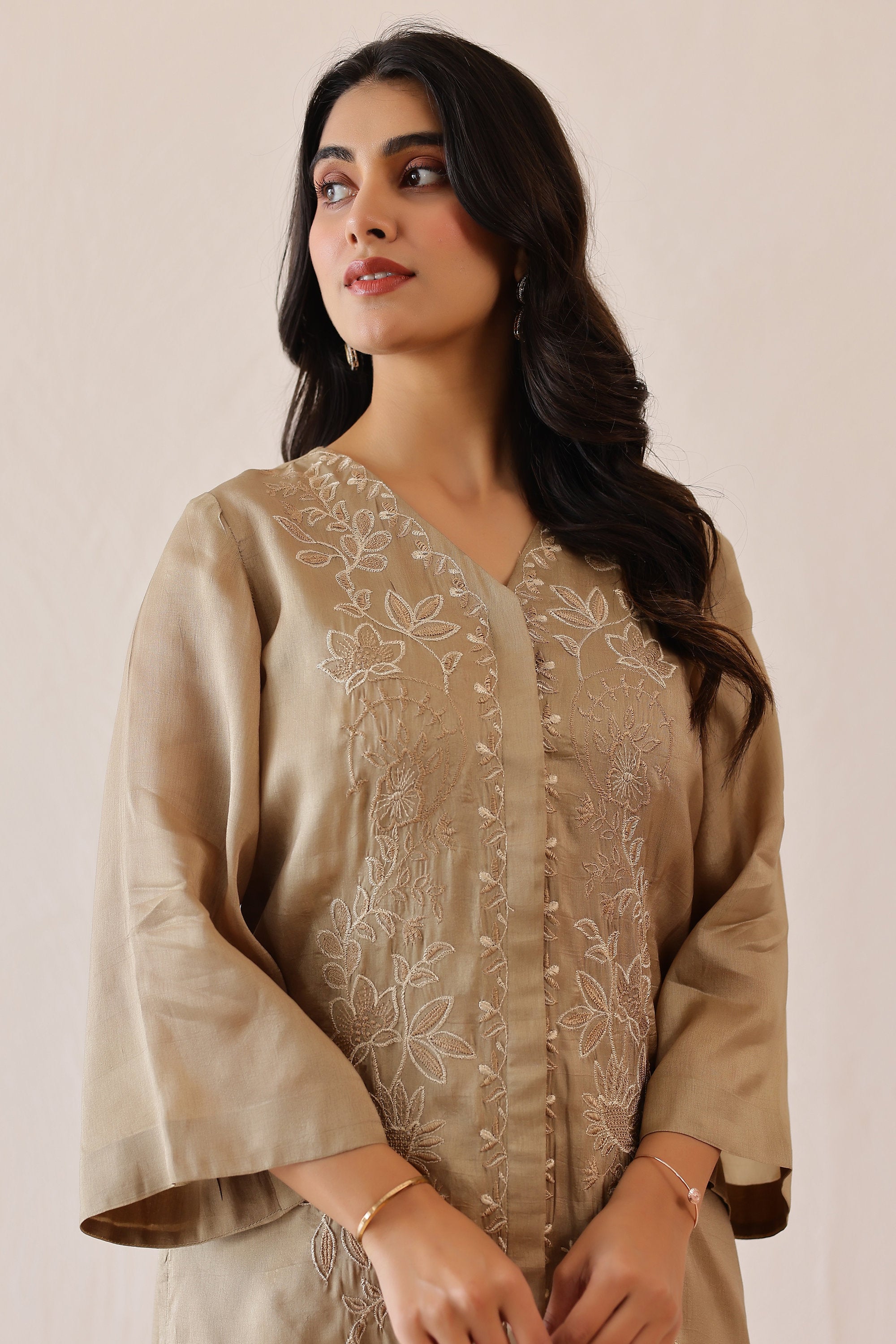 Silk Female Green Suit Set