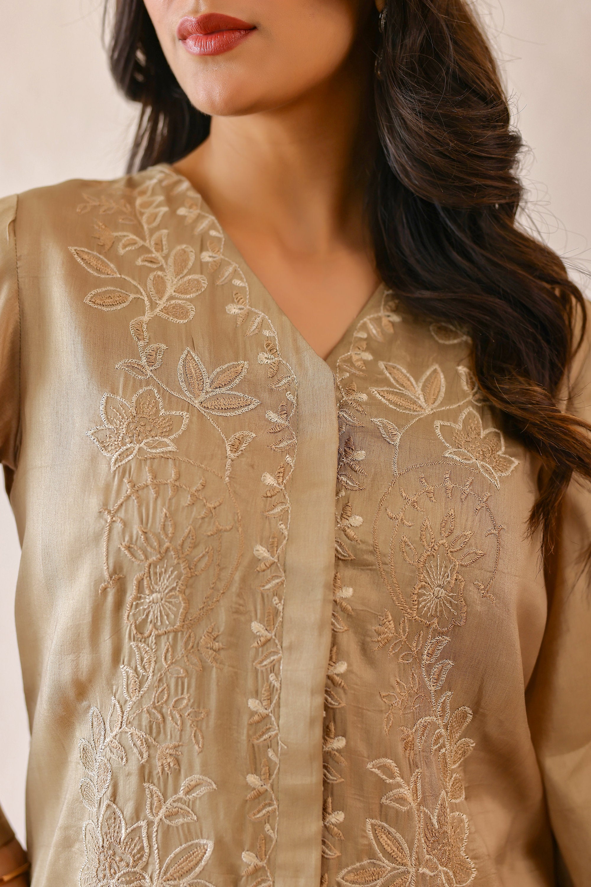 Silk Female Green Suit Set