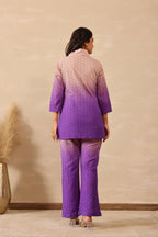 Cotton Shiffli Female Purple Coord set