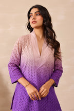 Cotton Shiffli Female Purple Coord set