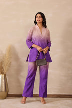 Cotton Shiffli Female Purple Coord set
