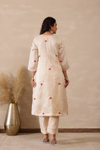 Silk Female Off white Tunic Set