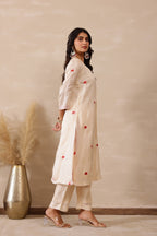 Silk Female Off white Tunic Set