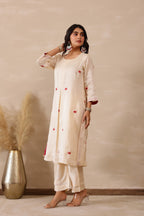 Silk Female Off white Tunic Set