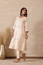 Silk Female Off white Tunic Set