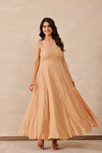 Cotton Crepe Female Beige Dress
