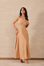 Cotton Crepe Female Beige Dress