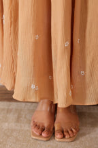 Cotton Crepe Female Beige Dress
