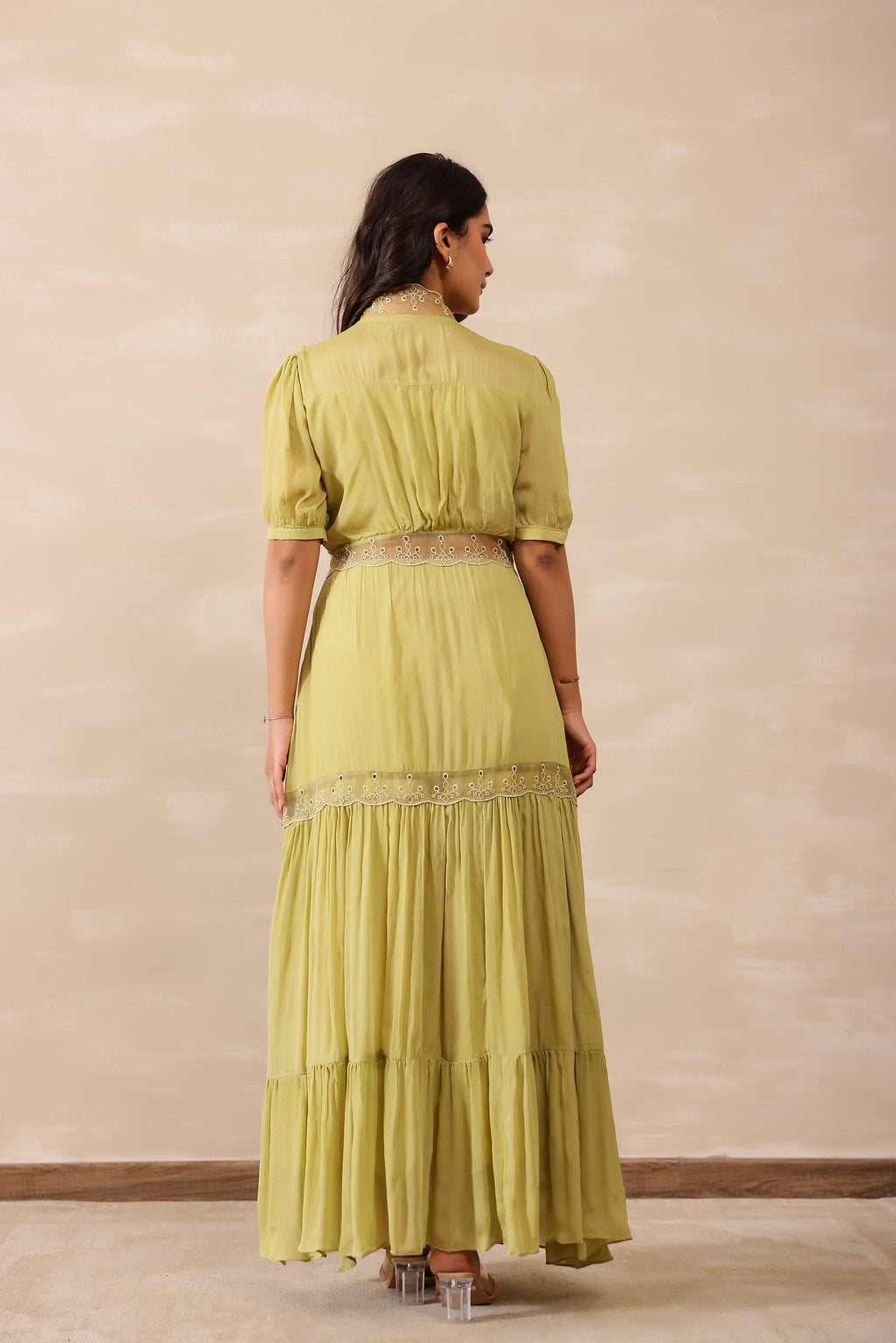 Chiffon Female Green Dress