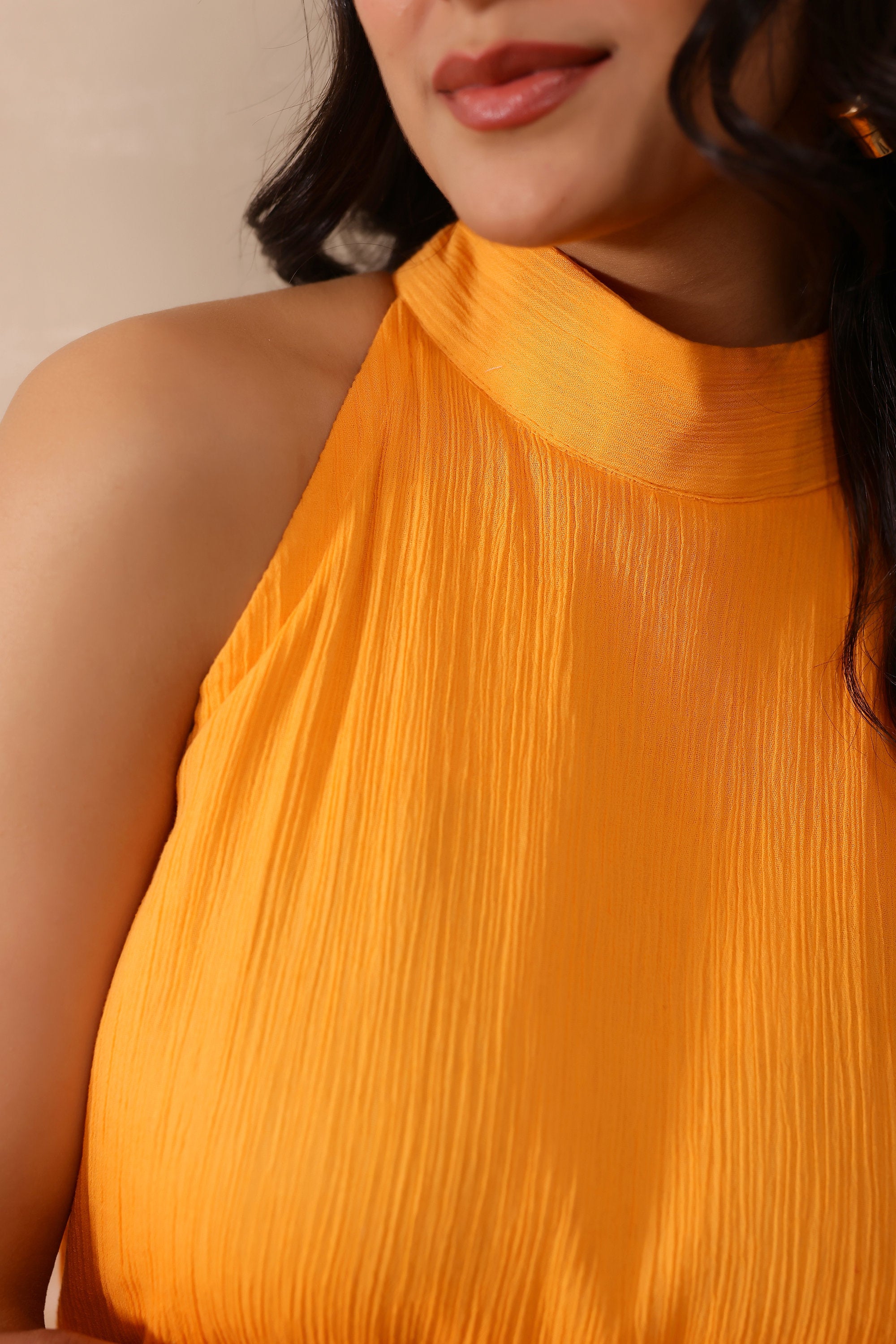 Cotton Crepe Female Orange Coord set