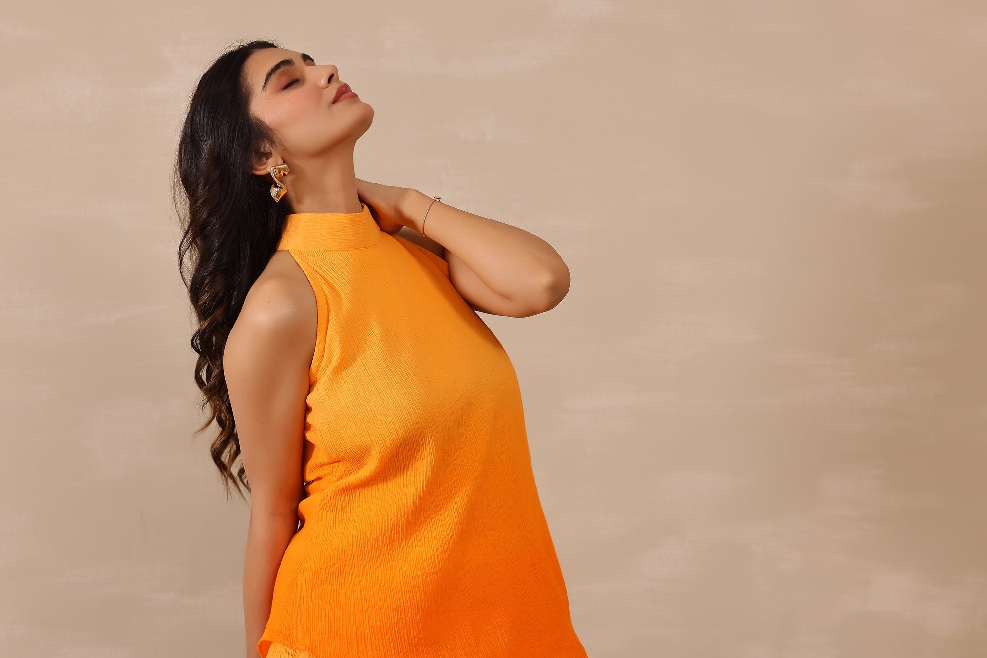Cotton Crepe Female Orange Coord set