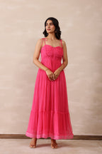 Chiffon Female Pink Dress