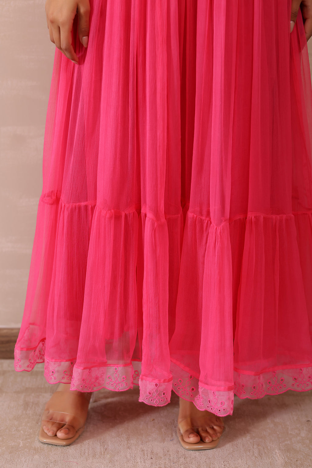 Chiffon Female Pink Dress
