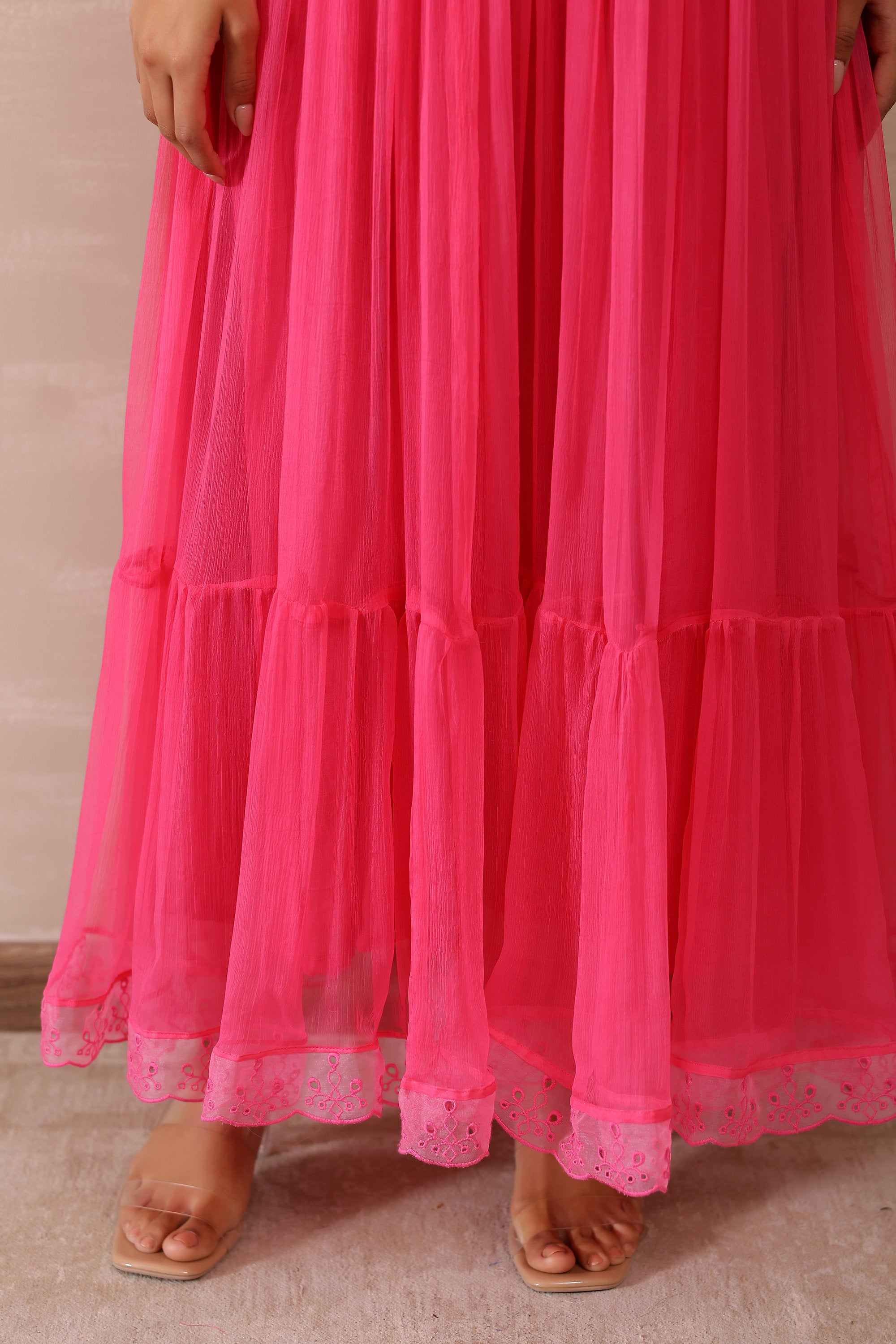 Chiffon Female Pink Dress