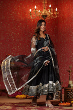 Rich Black Organza Anarkali Suit Set