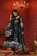 Rich Black Organza Anarkali Suit Set