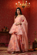 Salmon Organza Sharara Set