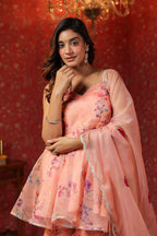 Salmon Organza Sharara Set