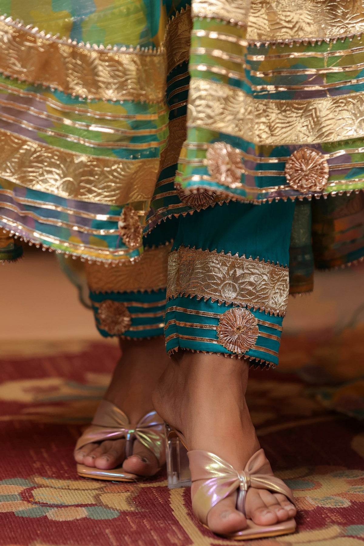 Cerulean Blue Organza Anarkali Suit Set