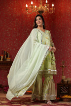 Cardamom Chiffon Sharara Set