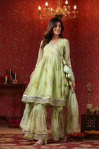Cardamom Chiffon Sharara Set