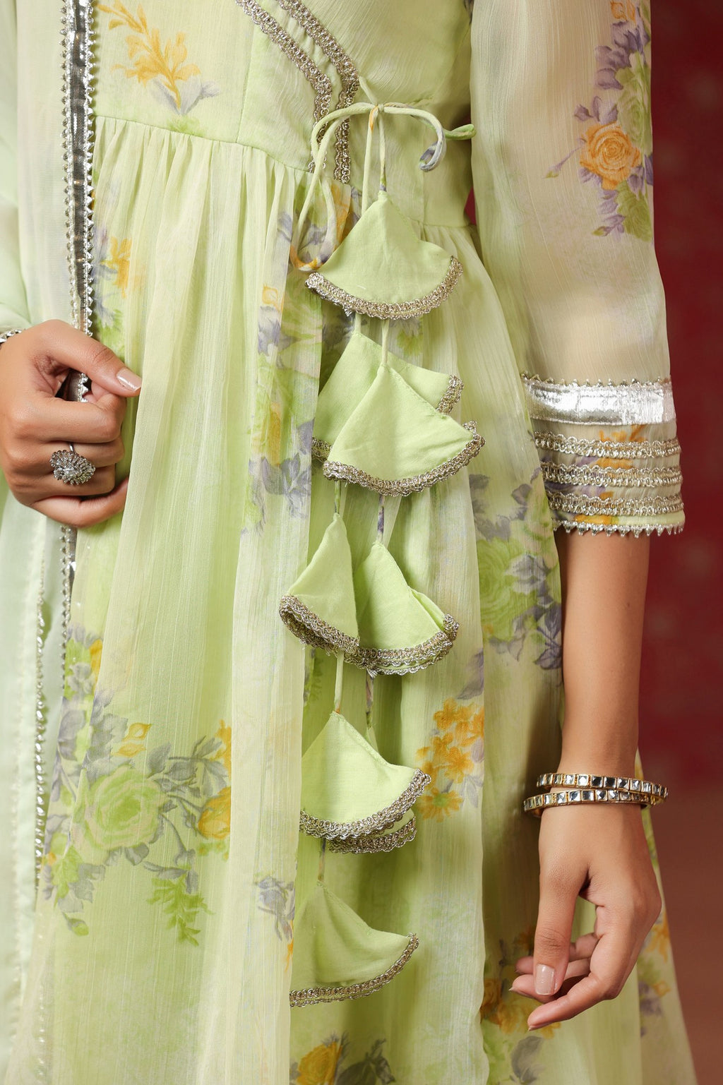 Cardamom Chiffon Sharara Set