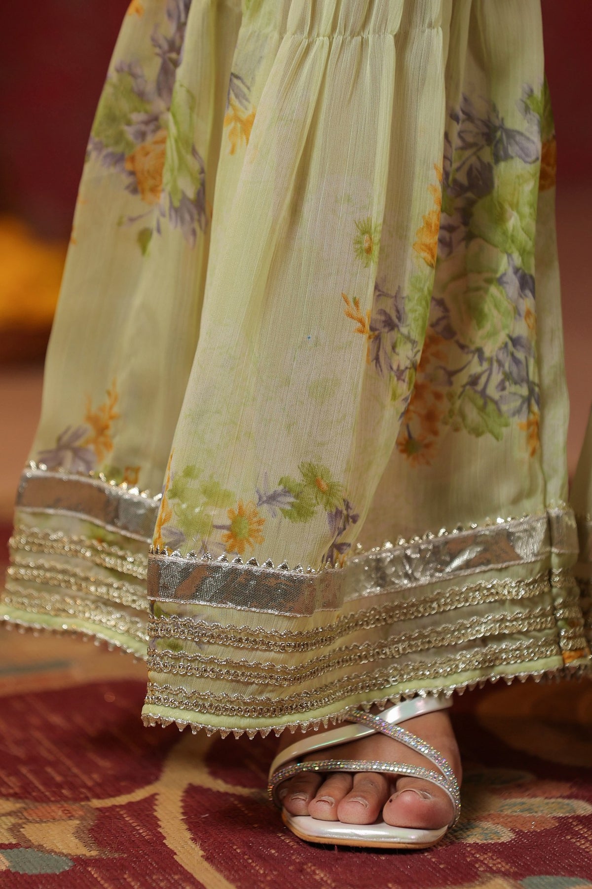 Cardamom Chiffon Sharara Set