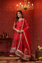 Radical Red Organza Anarkali Suit Set
