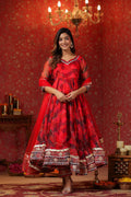 Radical Red Organza Anarkali Suit Set