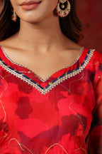Radical Red Organza Anarkali Suit Set