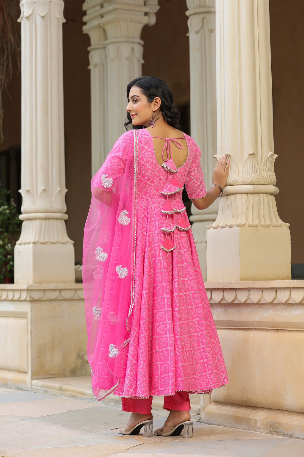 Persian Pink Cotton Anarkali Suit Set