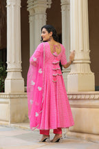Persian Pink Cotton Anarkali Suit Set