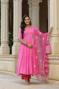 Persian Pink Cotton Anarkali Suit Set