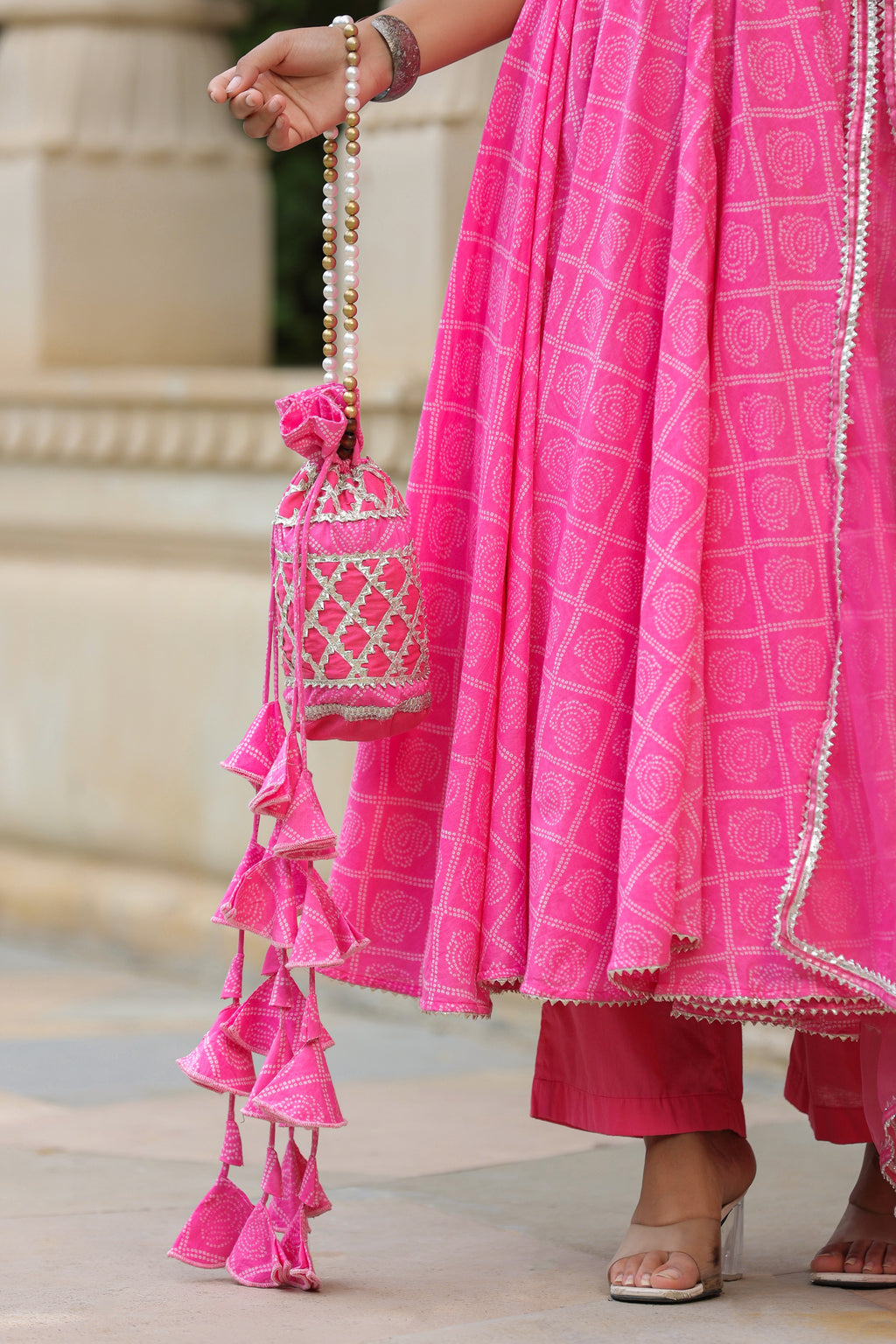 Persian Pink Cotton Anarkali Suit Set