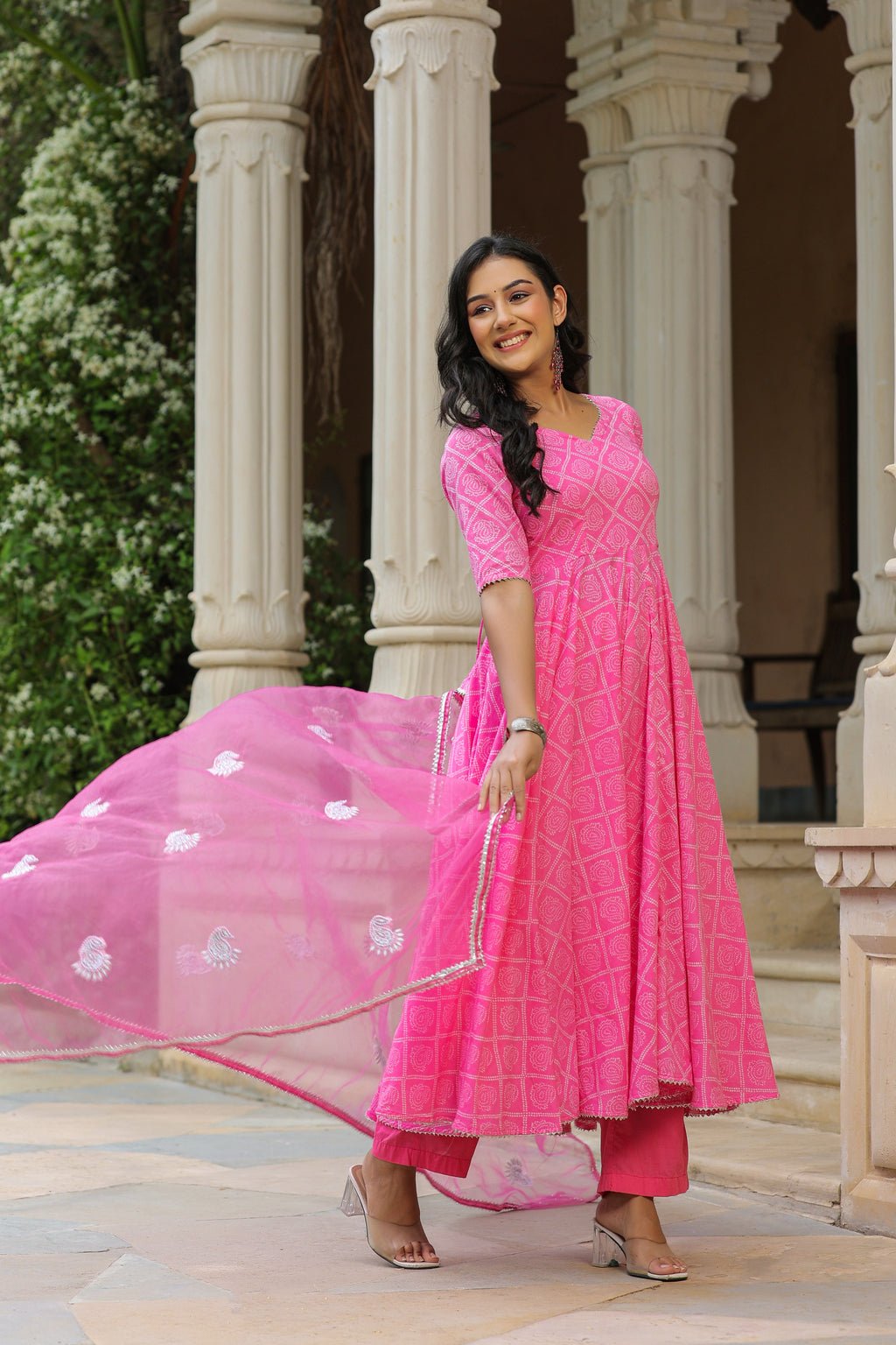 Persian Pink Cotton Anarkali Suit Set