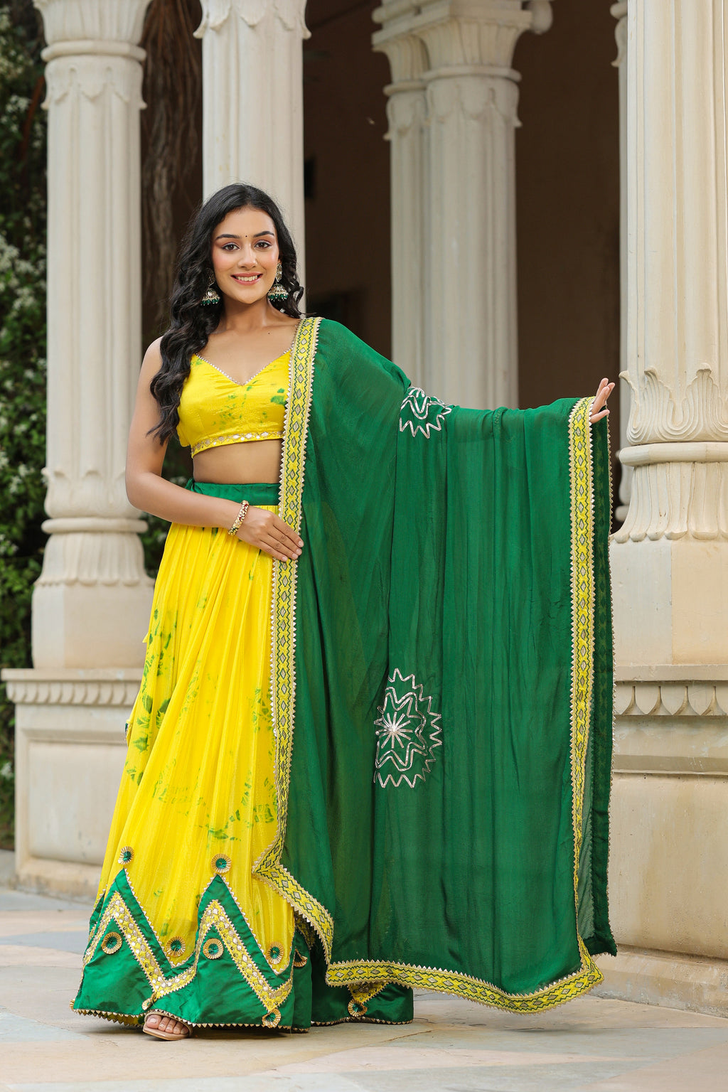 Golden Fizz Yellow Chinon Lehenga Set