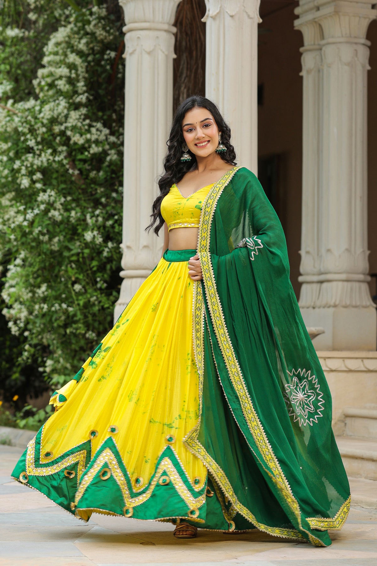 Golden Fizz Yellow Chinon Lehenga Set