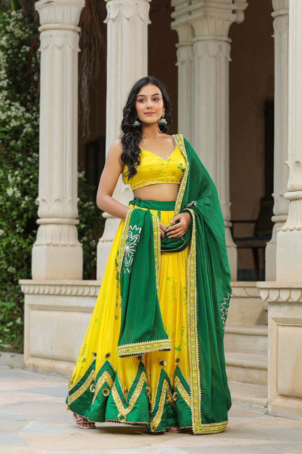 Golden Fizz Yellow Chinon Lehenga Set