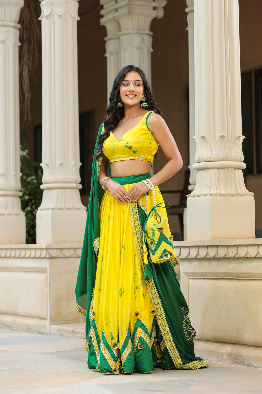 Golden Fizz Yellow Chinon Lehenga Set