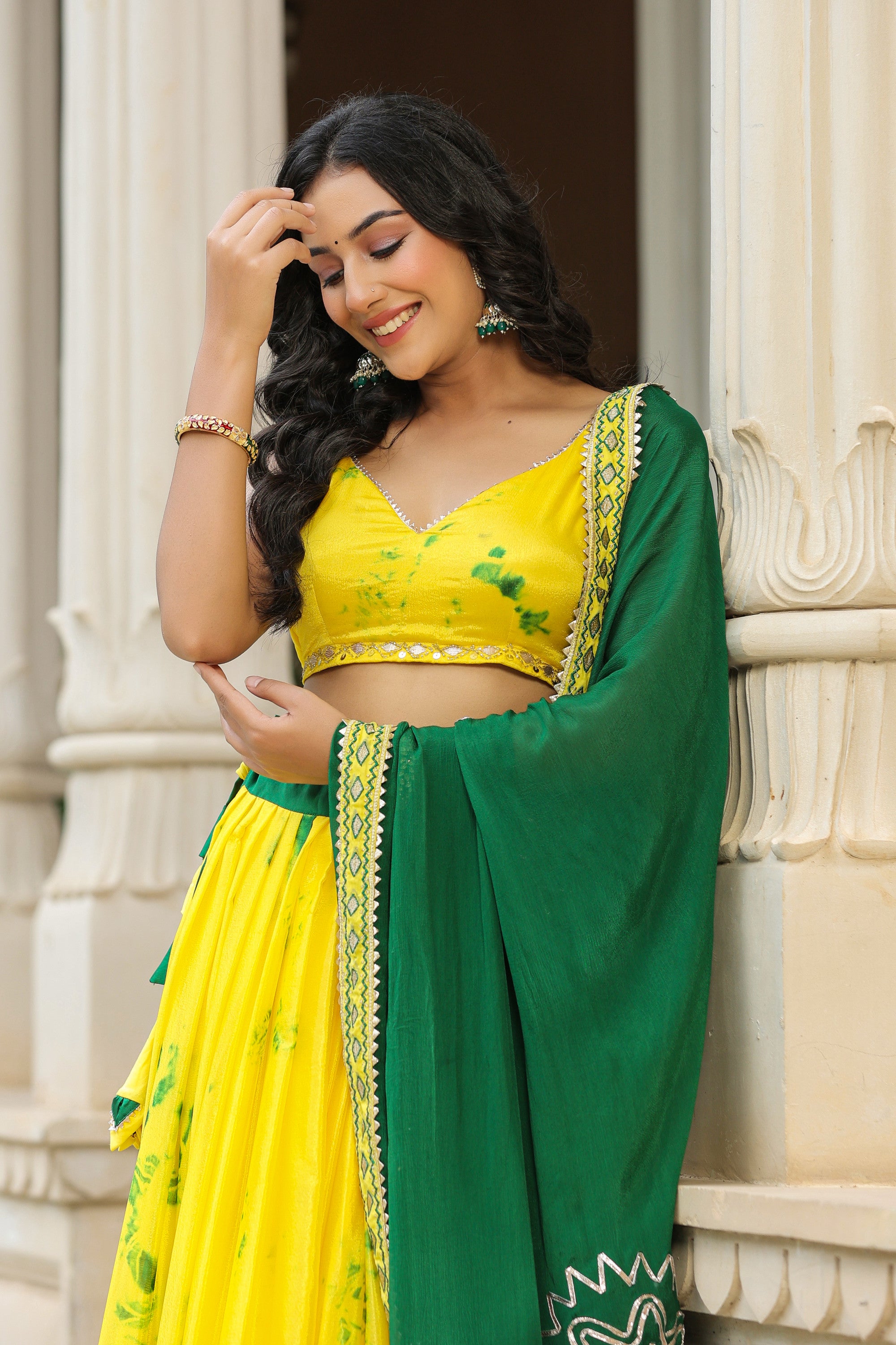 Golden Fizz Yellow Chinon Lehenga Set