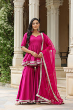Disco Pink Cotton Silk Sharara Set