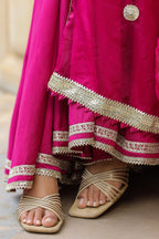 Disco Pink Cotton Silk Sharara Set