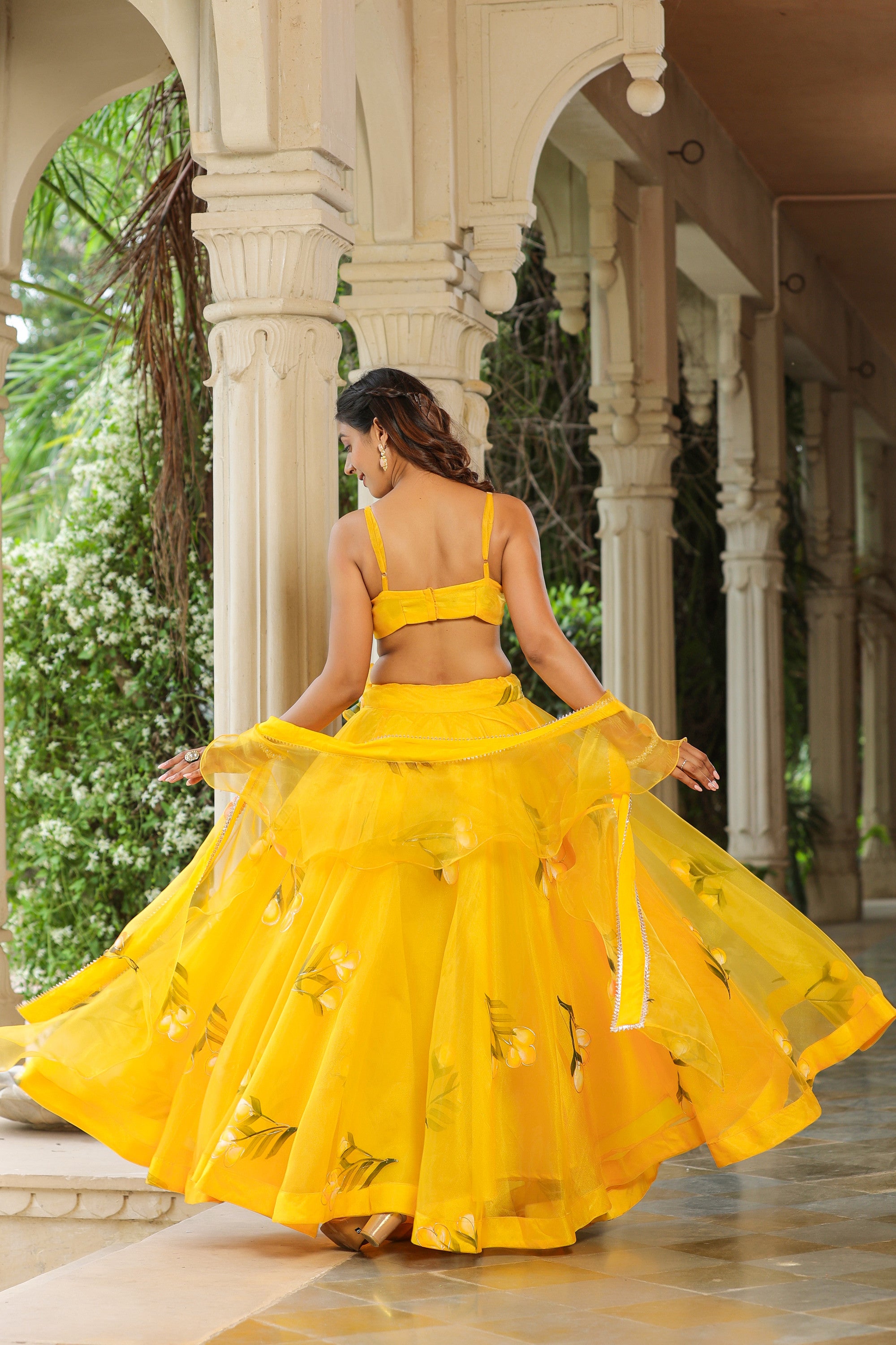 Sunflower Yellow Organza Haldi Lehenga Set