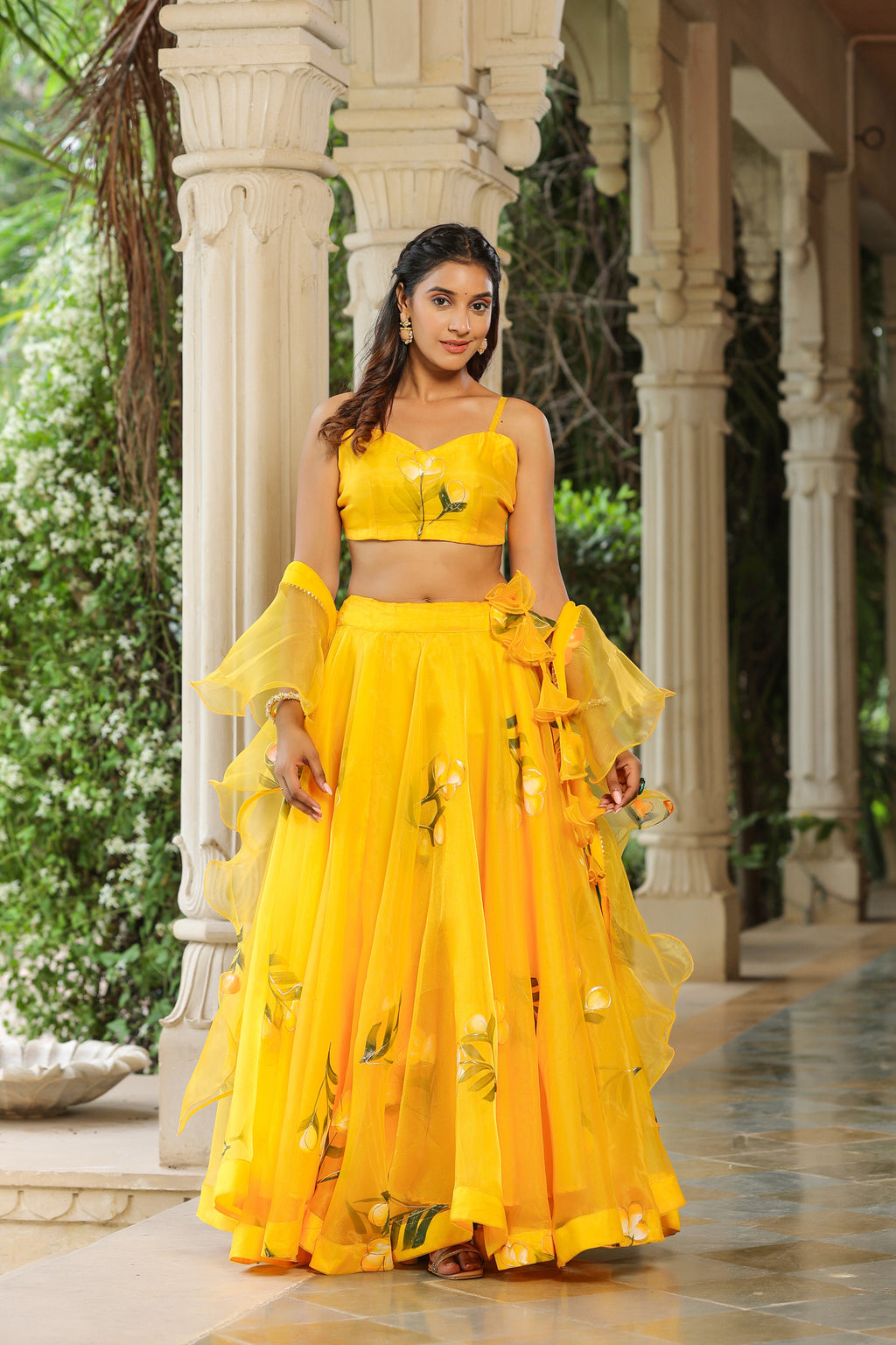 Sunflower Yellow Organza Haldi Lehenga Set