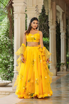 Sunflower Yellow Organza Haldi Lehenga Set