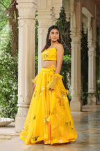 Sunflower Yellow Organza Haldi Lehenga Set