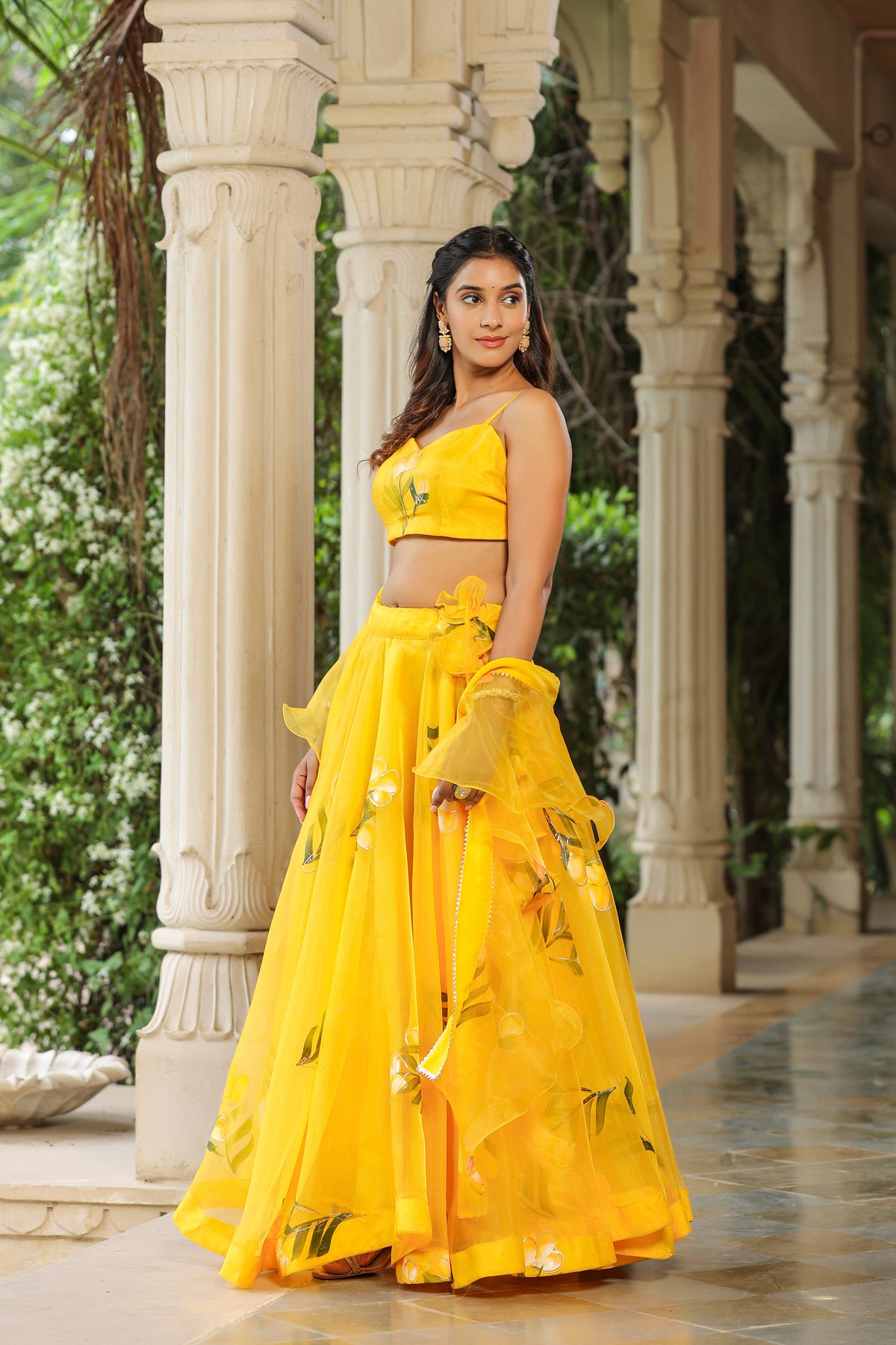 Sunflower Yellow Organza Haldi Lehenga Set