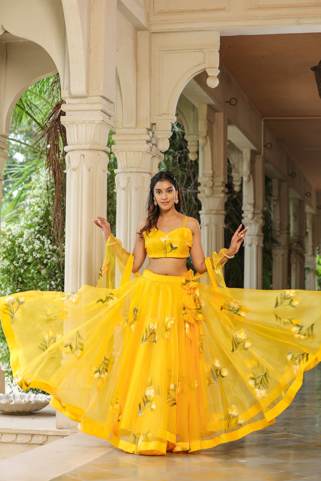 Sunflower Yellow Organza Haldi Lehenga Set