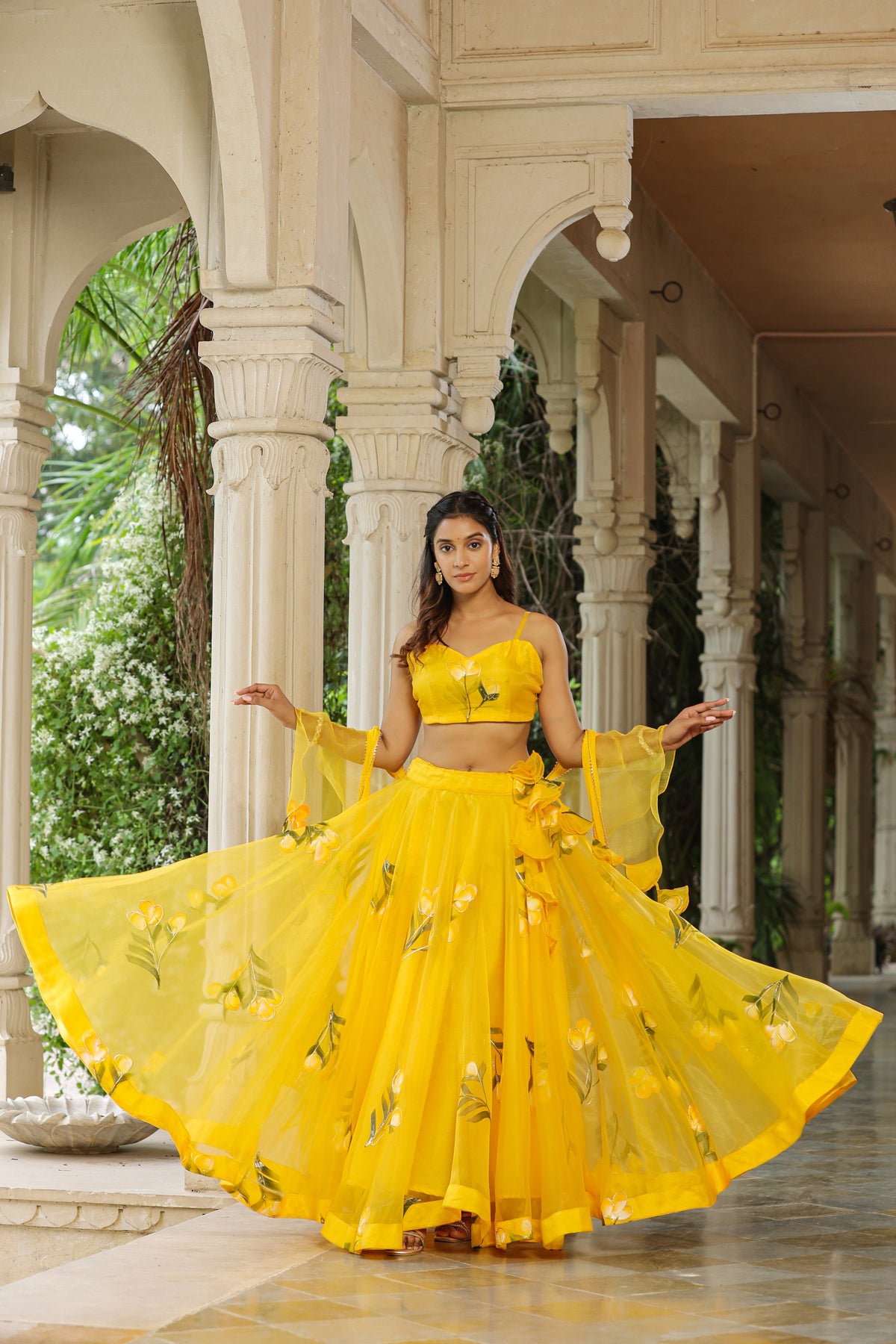 Sunflower Yellow Organza Haldi Lehenga Set